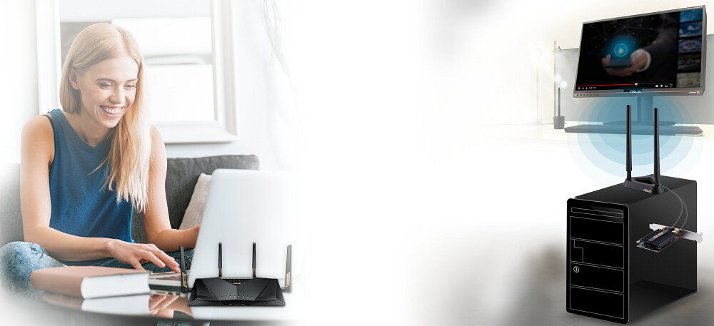 Karta sieciowa ASUS PCE-AX58BT - Dwa razy szybsza łączność Wi-Fi