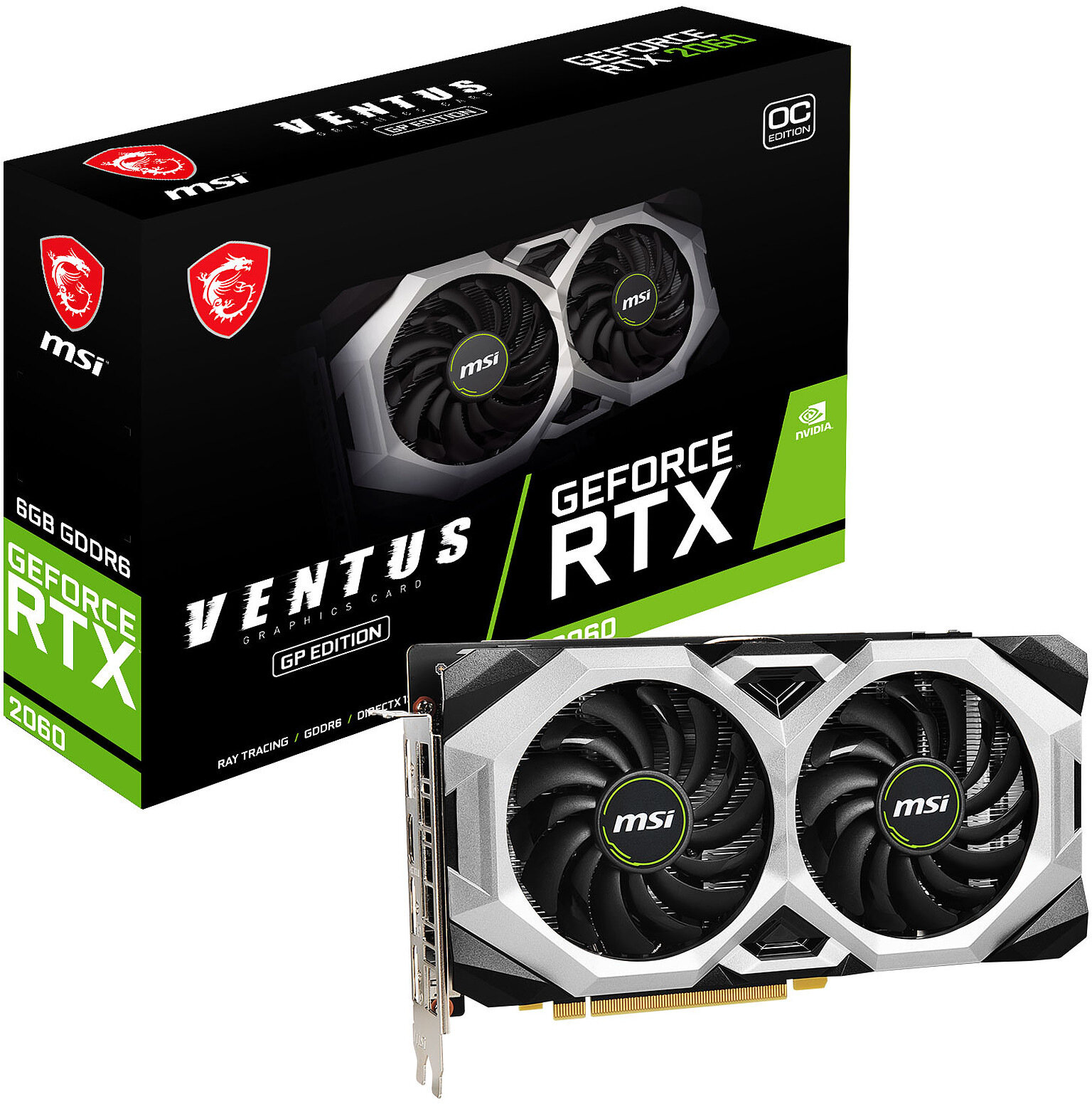 MSI GeForce RTX 2060 Ventus GP OC 6GB Karta graficzna - niskie