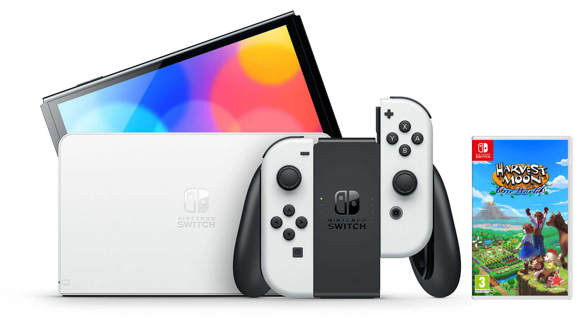 NINTENDO Switch Oled Biała + Harvest Moon: One World Konsola