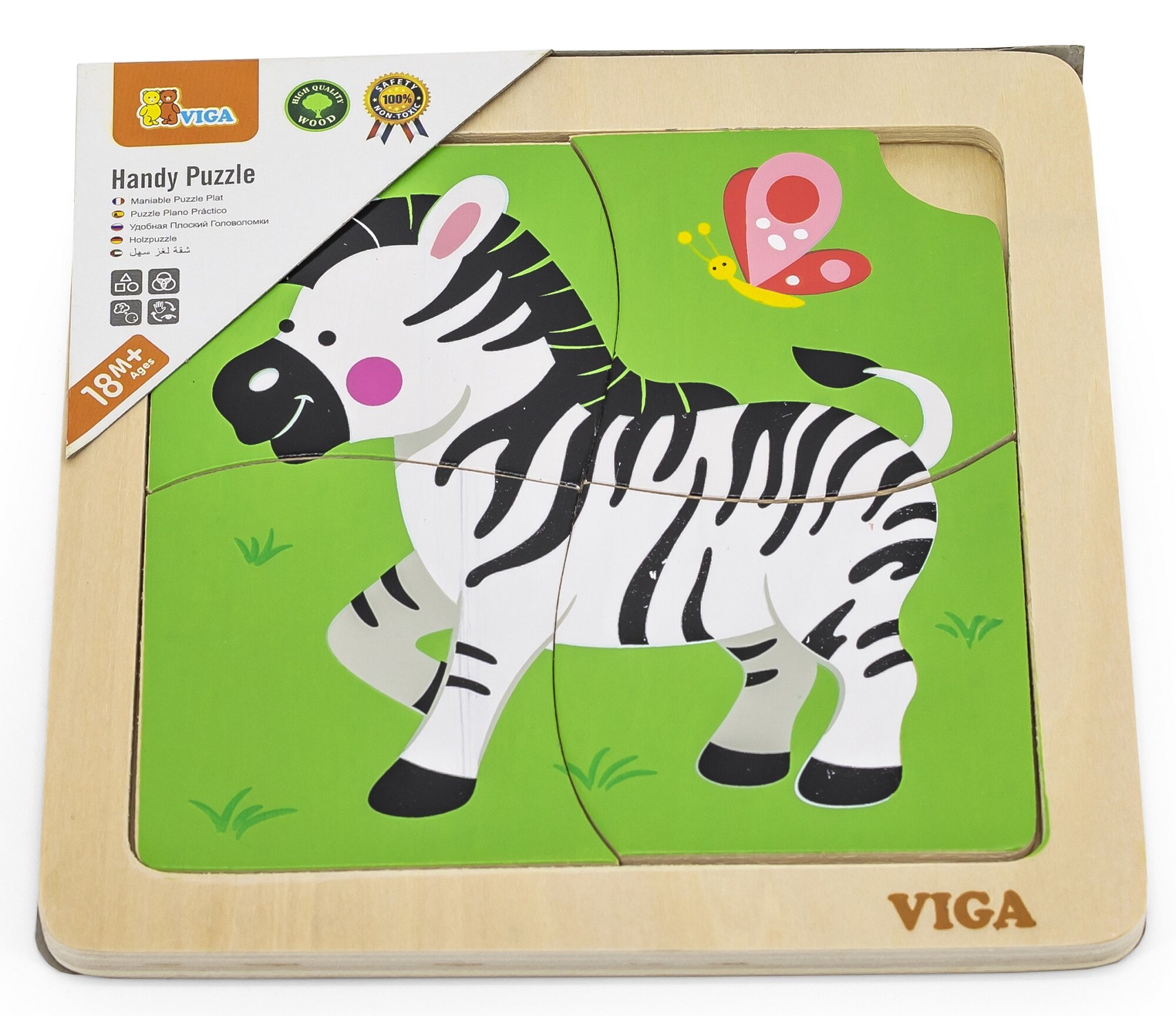 VIGA Na podkładce: Zebra 51317 (4 elementy) Puzzle - niskie ceny i