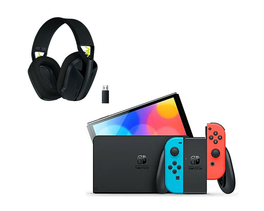 NINTENDO Switch Oled Czerwono-niebieska + Słuchawki LOGITECH G435