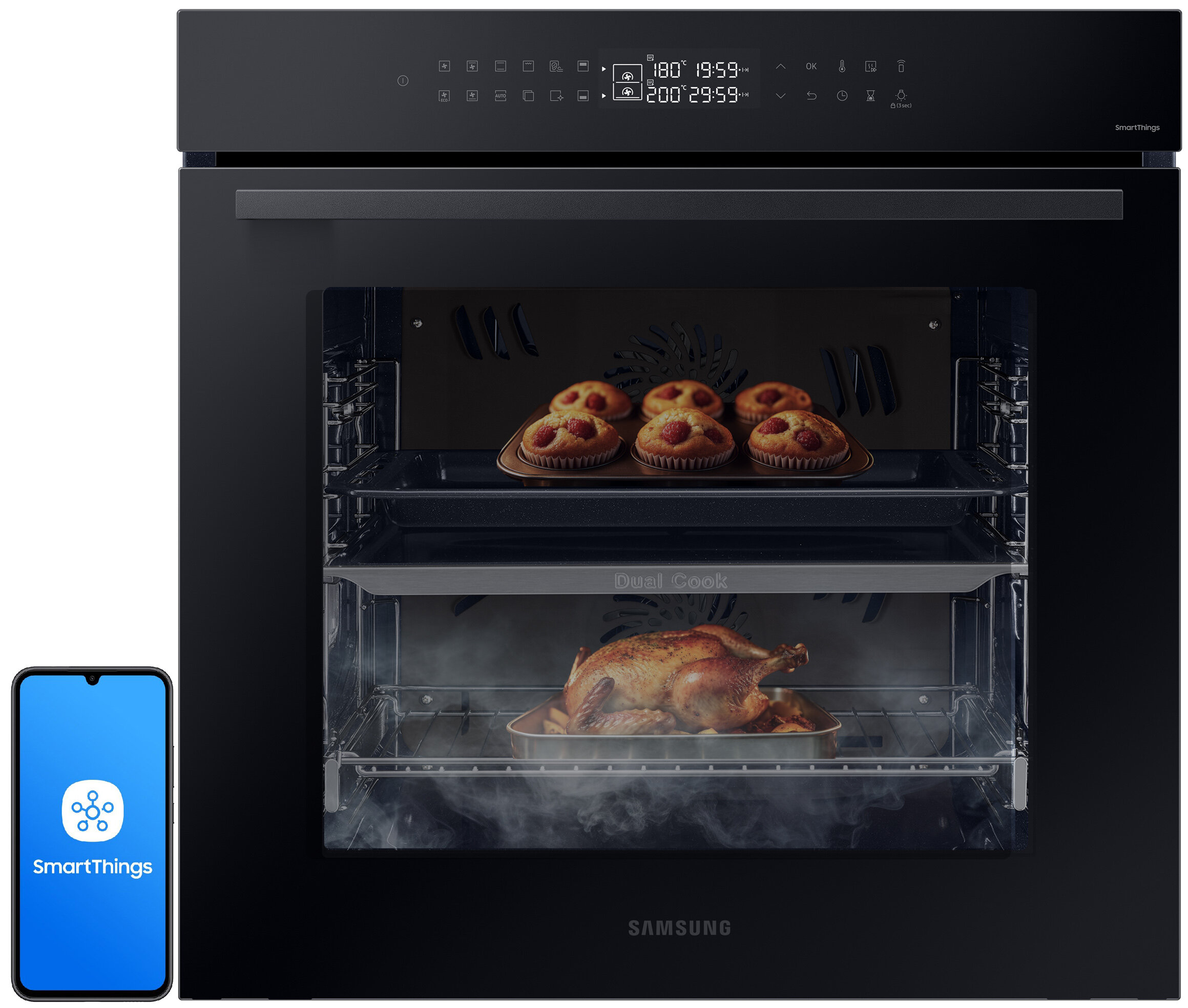 SAMSUNG NV7B4240VAK U2 Dual Cook Elektryczny Parowy Czarne Szk o A samsung-nv7b4240vak-u2-dual-cook-elektryczny-parowy-czarne-szk-o-a