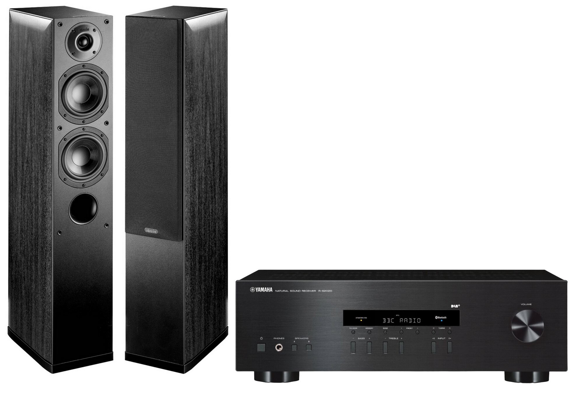 YAMAHA R-S202D Czarny + Kolumny głośnikowe INDIANA Line Nota 550 X