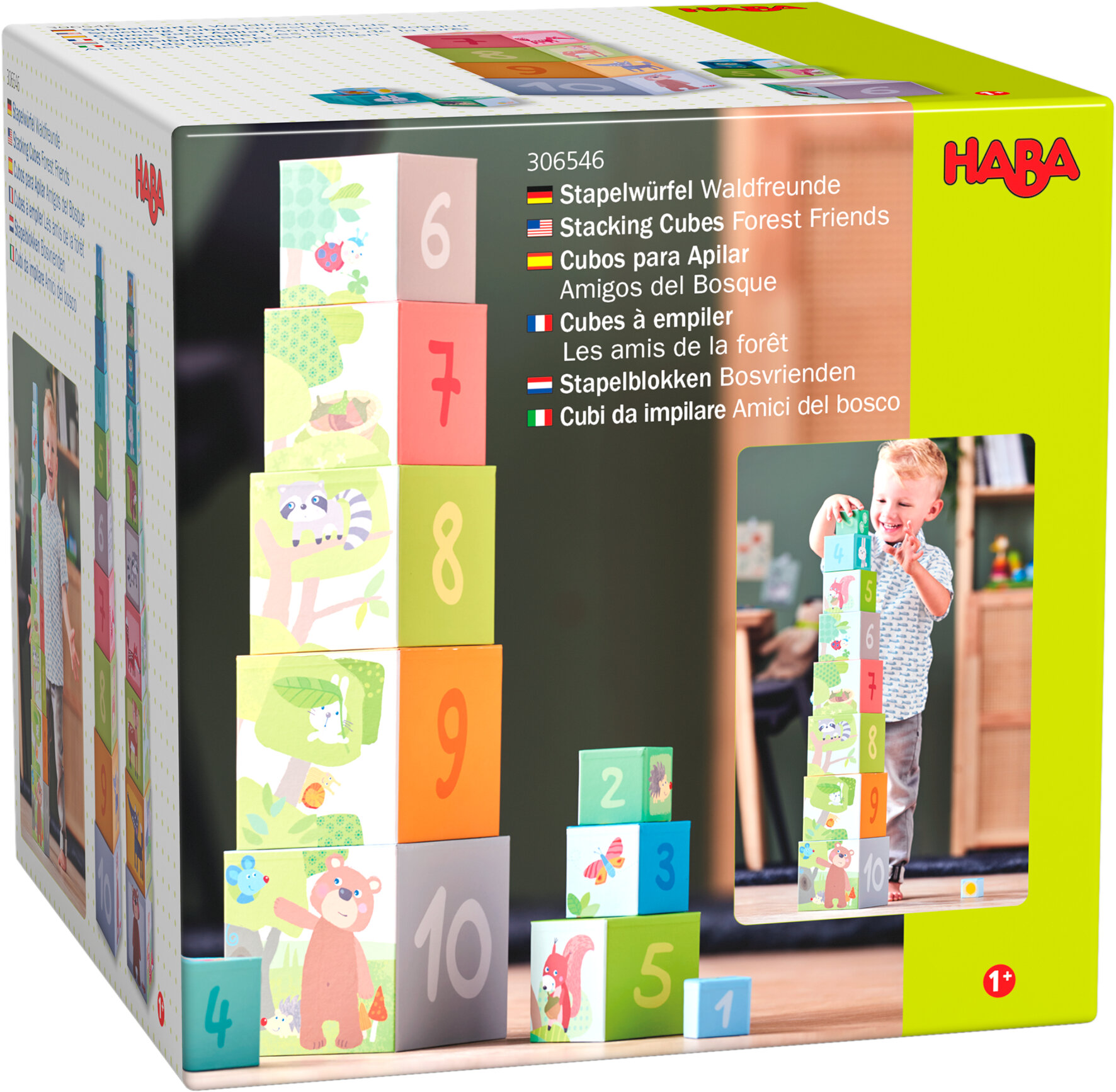 HABA Wieża z kostek Leśne zwierzątka 306546 Klocki konstrukcyjne ...