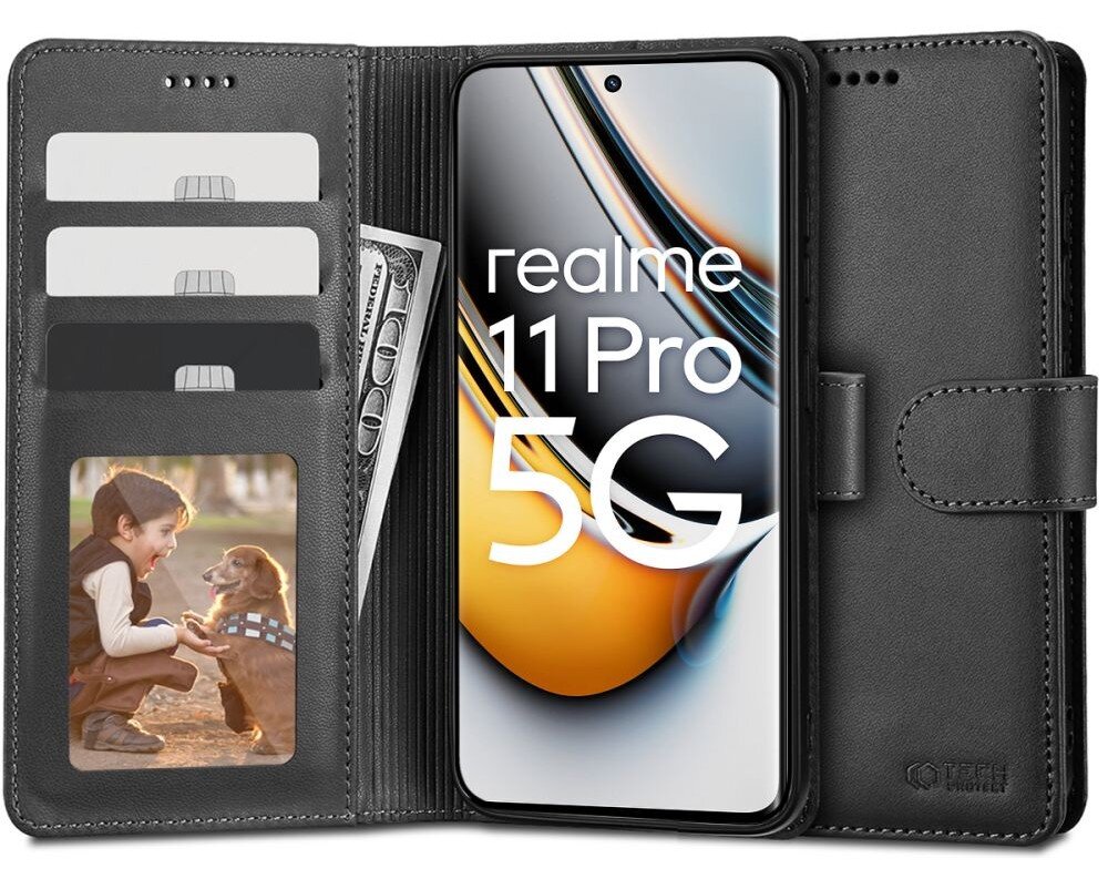 MOJIA Custodia Portafoglio In Pelle Per Realme 11 Pro 5G E 11 Pro+ – Verde Con Tracolla E RFID - copertina