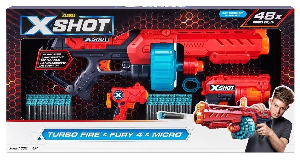 ZURU X-Shot Excel Turbo Fire & Fury 4 & Micro GXP-872579 Wyrzutnia