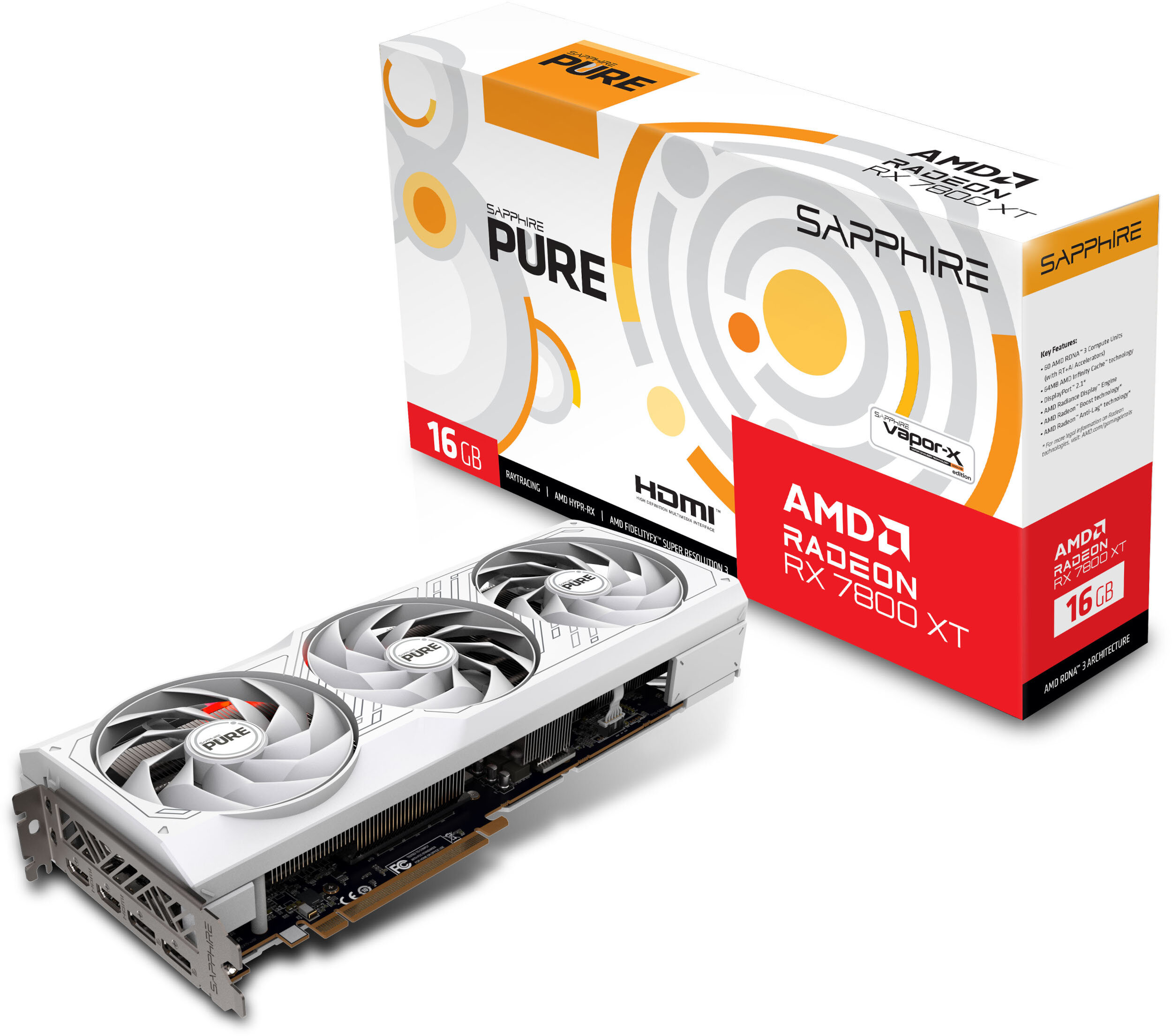 【保証書付】SAPPHIRE PURE Radeon RX 7800 XT SAPPHIRE Radeon RX 7800 XT Pure 16GB Karta graficzna - niskie ceny