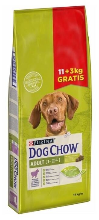 Karma dla psa PURINA Dog Chow Adult z Jagnięciną 11+3 kg gratis