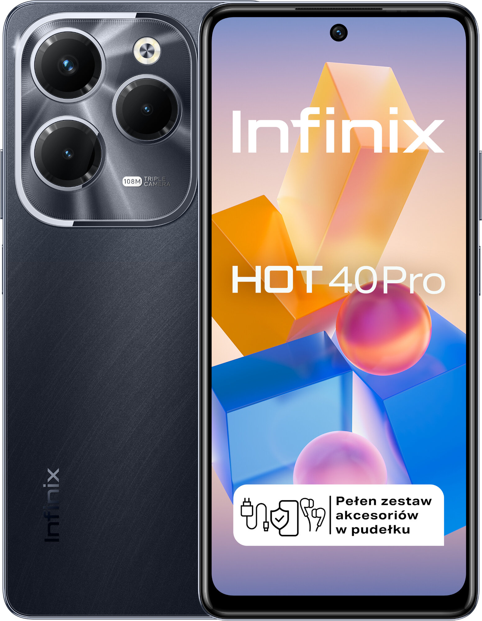 Smartfon INFINIX Hot 40 Pro 8/256GB 6.78" 120Hz Czarny X6837