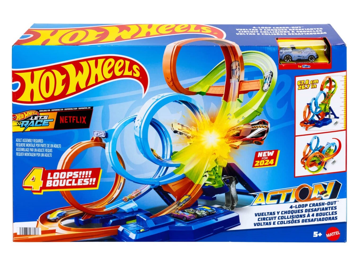 Hot Wheels Action Poczwórna pętla kraks HXR70 Tor - niskie ceny i