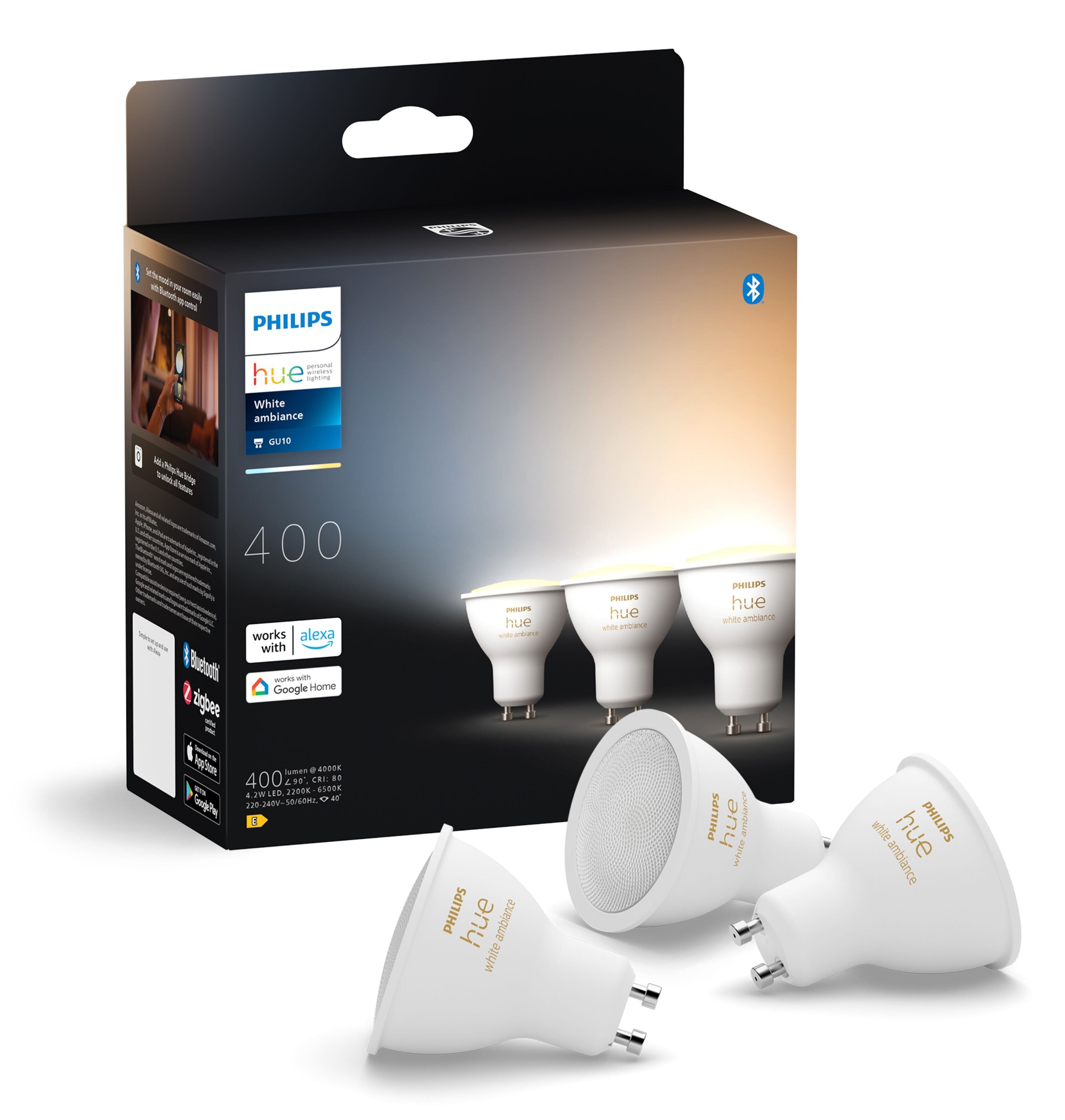 PHILIPS HUE White Ambiance GU10 ( 3 szt.) Inteligentna żarówka LED