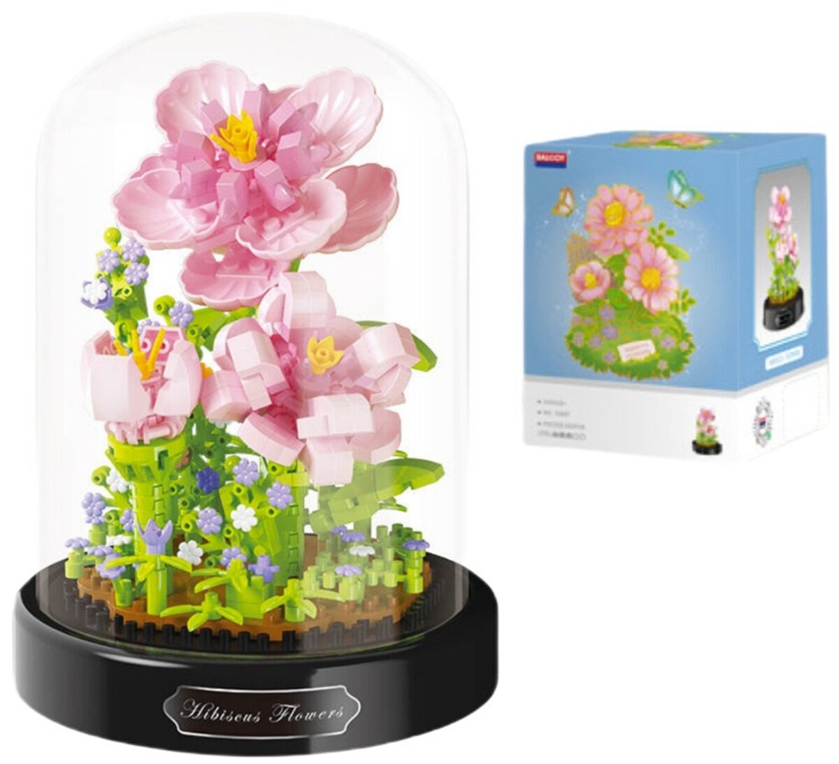 QBI Peonie w kloszu 1081378 Klocki plastikowe - niskie ceny i