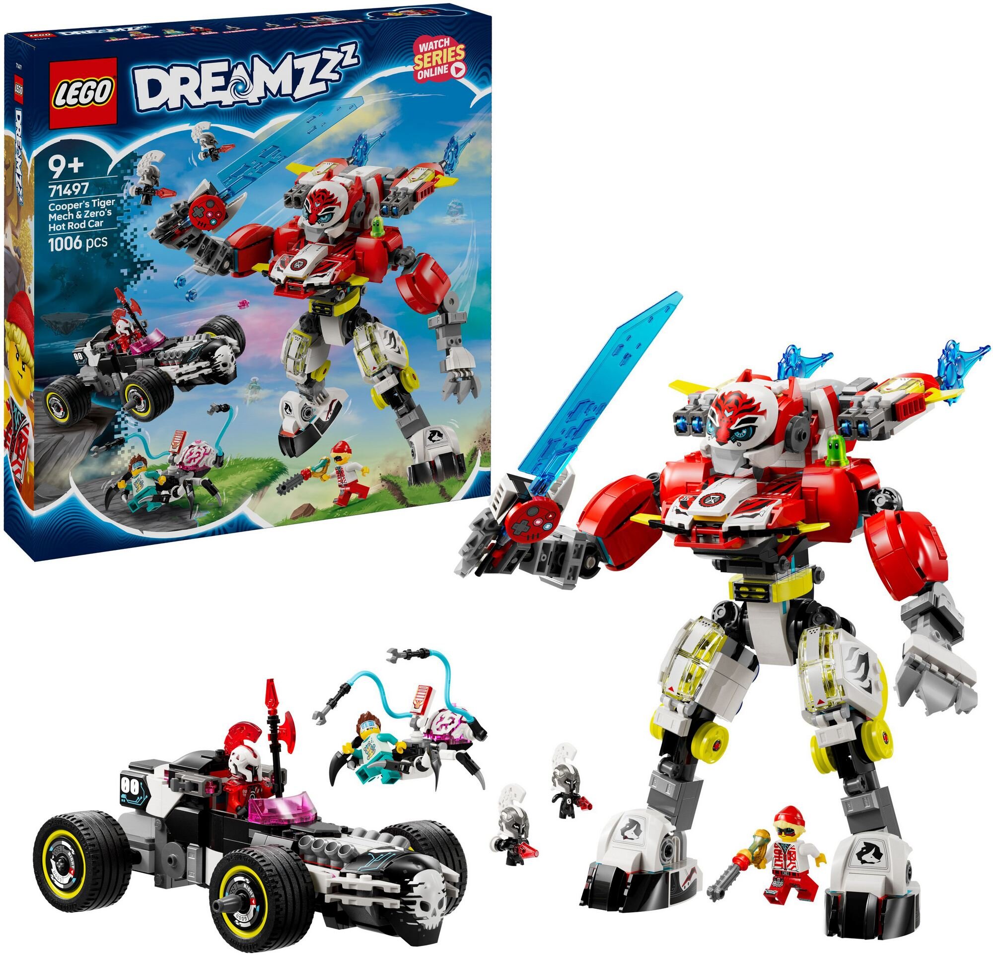 LEGO 71497 DREAMZzz Tygrysi mech Coopera i hot rod Zero - niskie