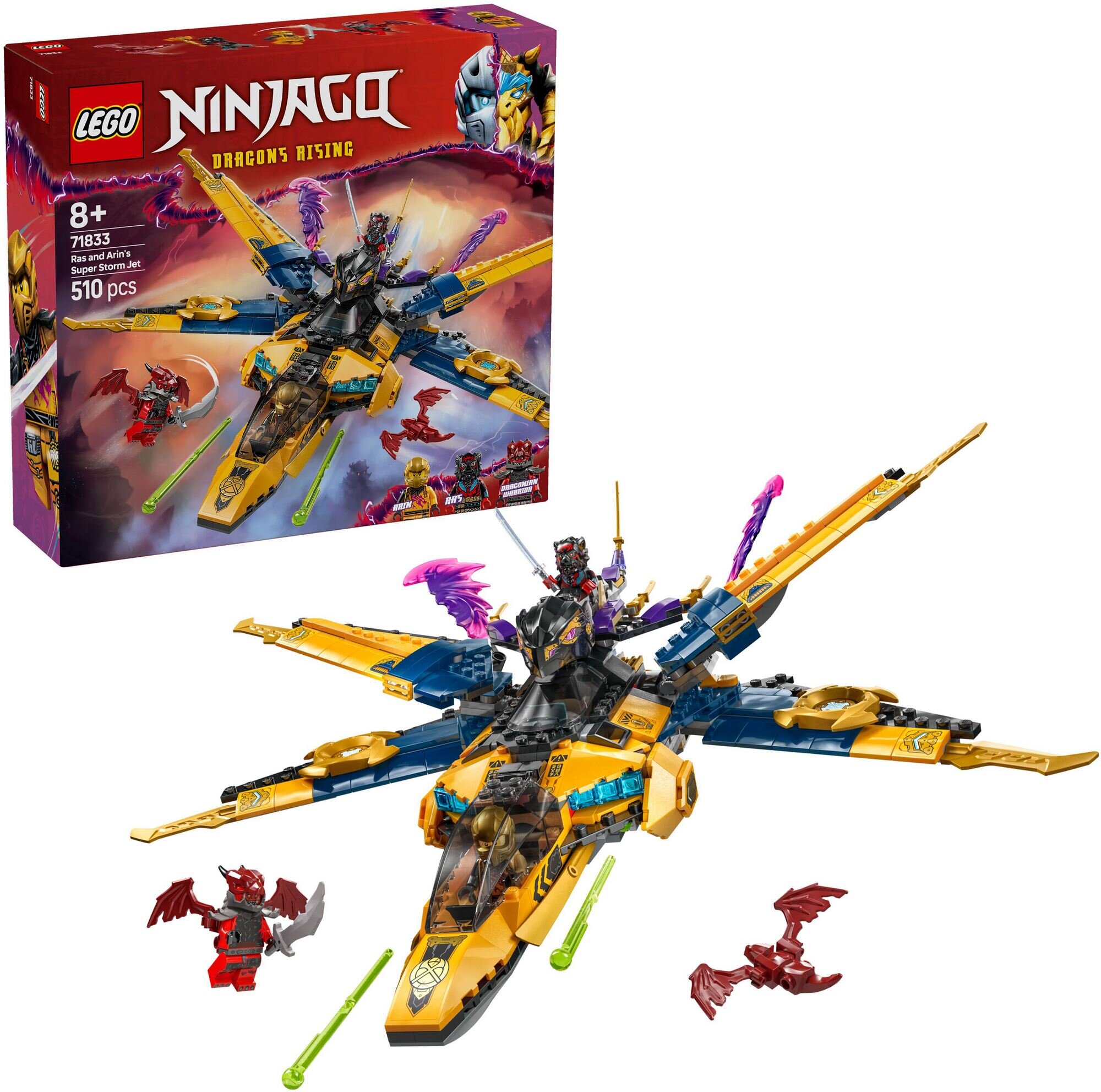 LEGO 71833 NINJAGO Ras i burzowy superodrzutowiec Arina - niskie