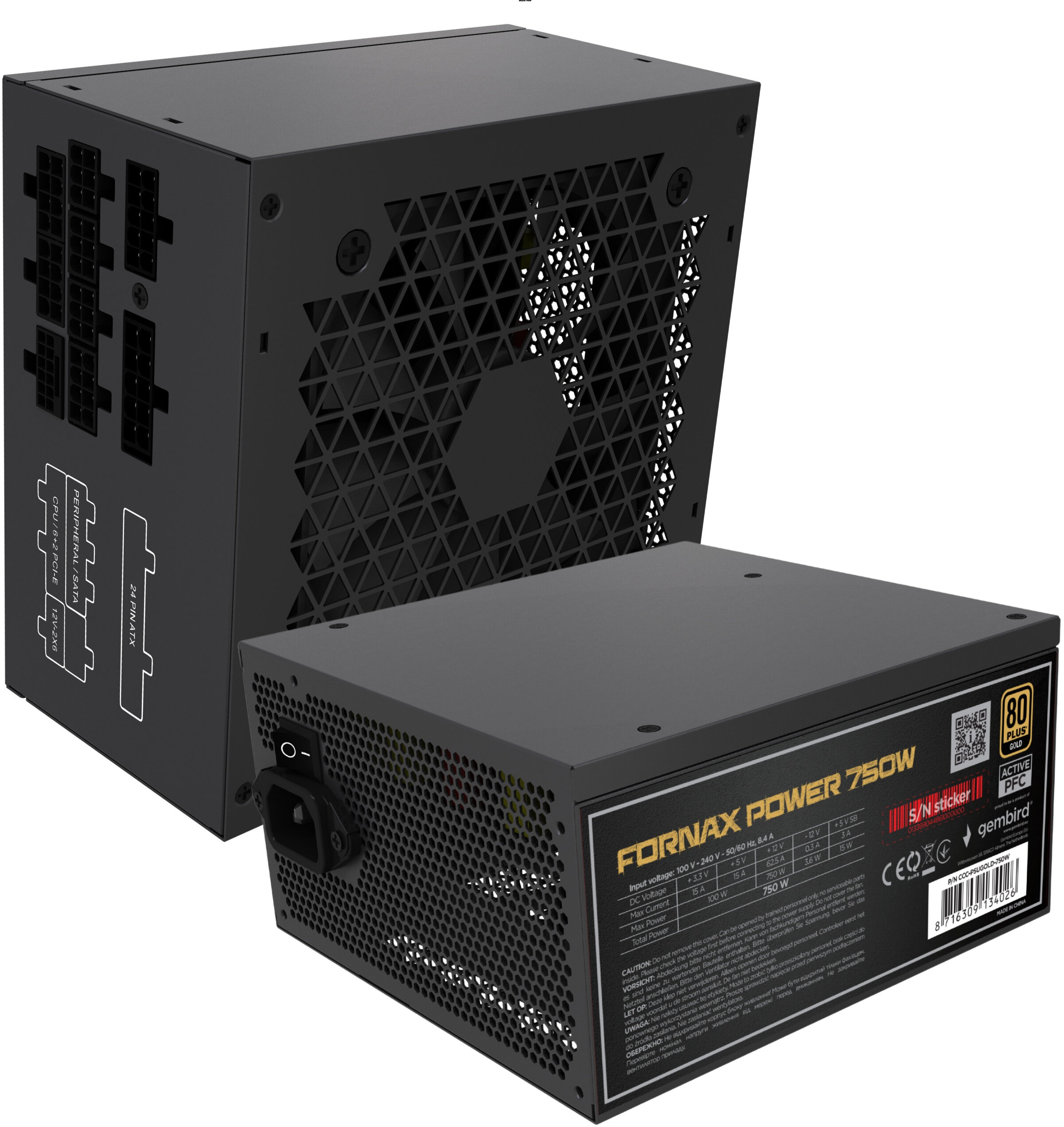 GEMBIRD Fornax Power 750W 80 Plus Gold Zasilacz - niskie ceny i