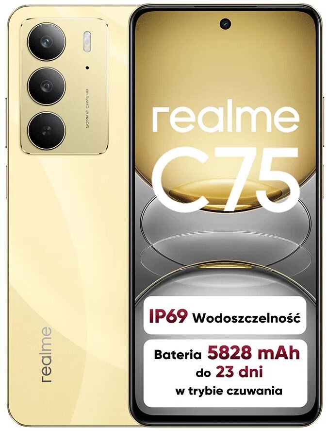 ゴールド スマートフォン 本体 REALME C75 8/128GB 6.72'' 90Hz Złoty Smartfon - niskie ceny i
