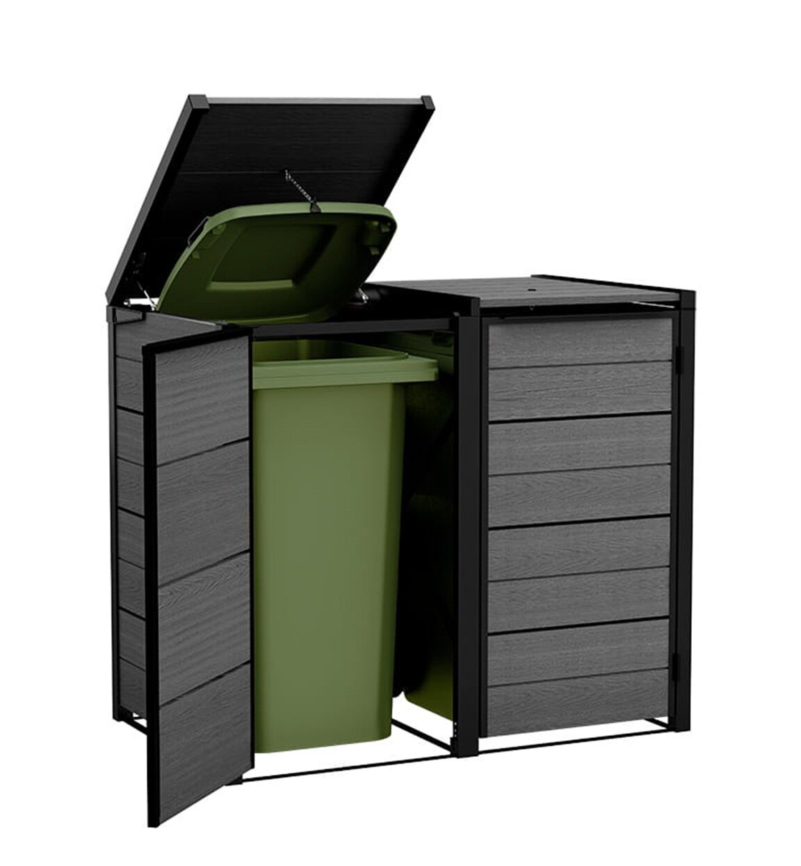 KETER Hide Away 261887 2x240L Szary Schowek na kosze na odpady - niskie ...