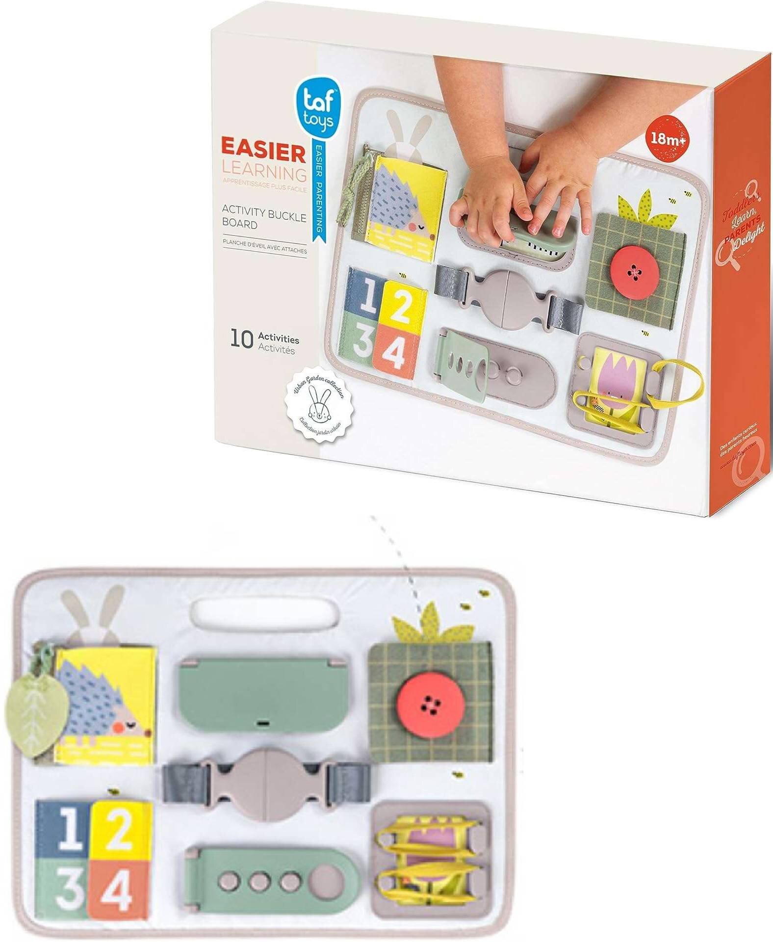 Tableau D’activités Taf Toys 10 Activités – Busy Board Pour Motricité Fine, Fermeture éclair, Bouton, Lacet, Clip – Dès 18 Mois