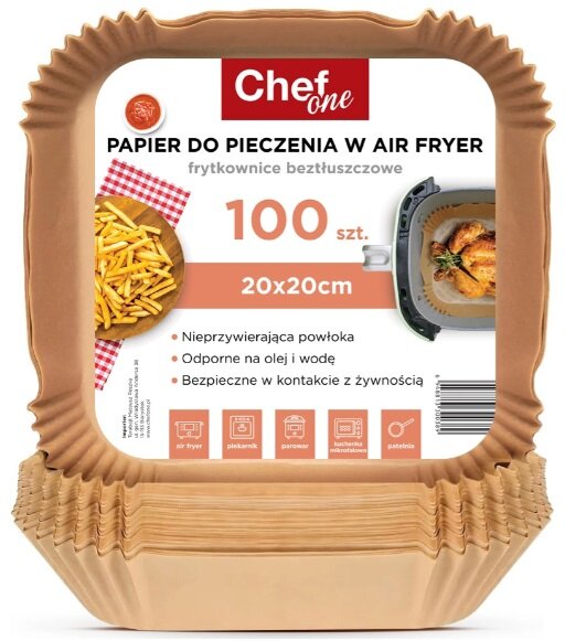 CHEFONE do Air Fryer 20x20 cm (100 sztuk) Foremki papierowe