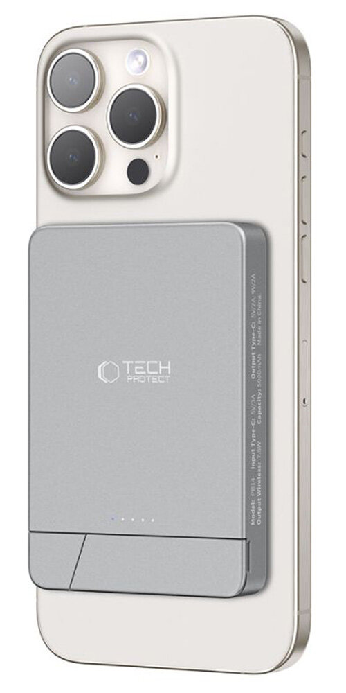 Batterie Externe MagSafe Tech-Protect PB14 5000 MAh - Pop-up Gris Sidéral - Neuve
