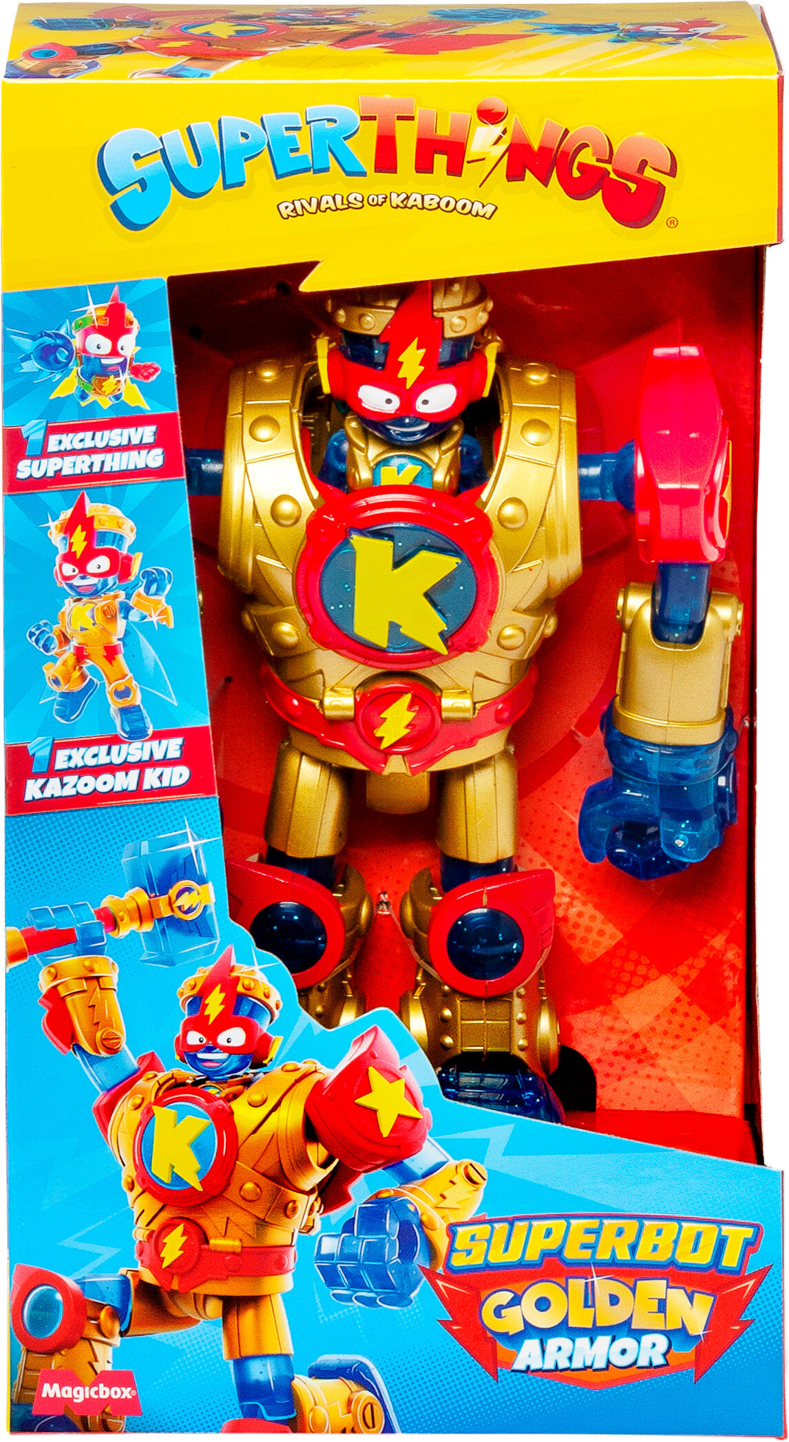SUPERTHINGS Superbot Kazoom Power Golden Armor Robot Kazoom Power articulé avec Armure dorée et