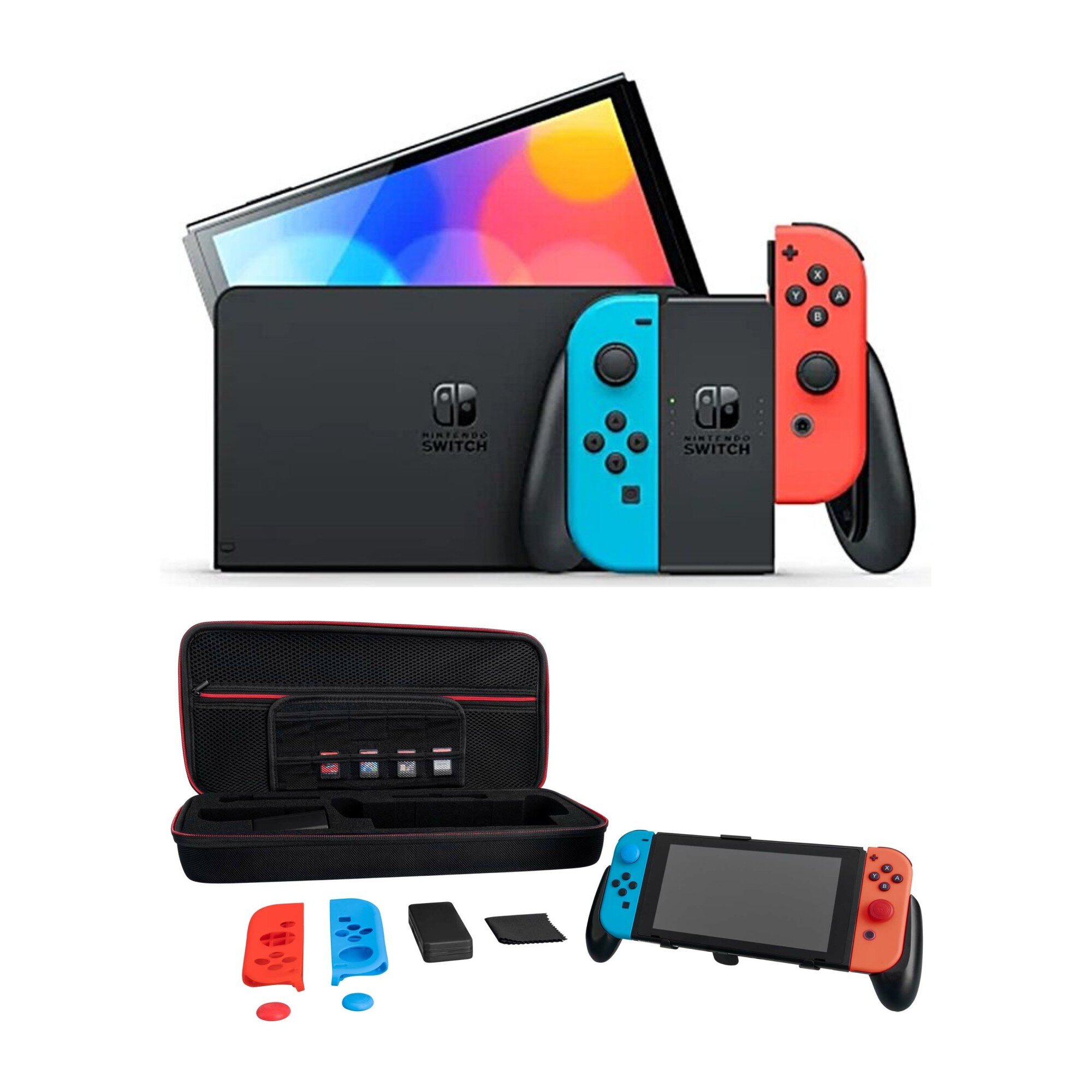 NINTENDO Switch Oled Czerwono-niebieska + Etui MAD DOG NSA500