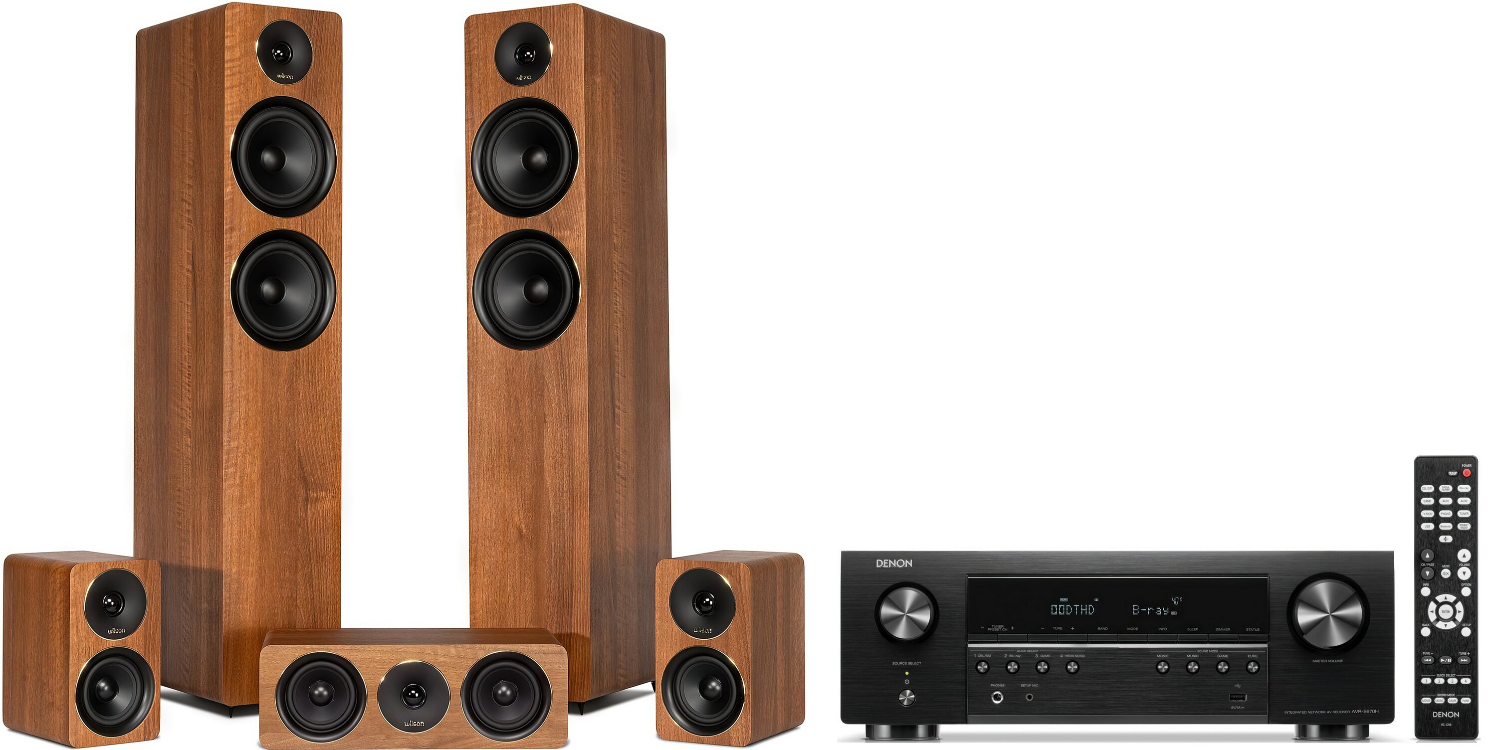 DENON AVR-S670H + WILSON Scenix 5.0 Orzech Zestaw kina domowego