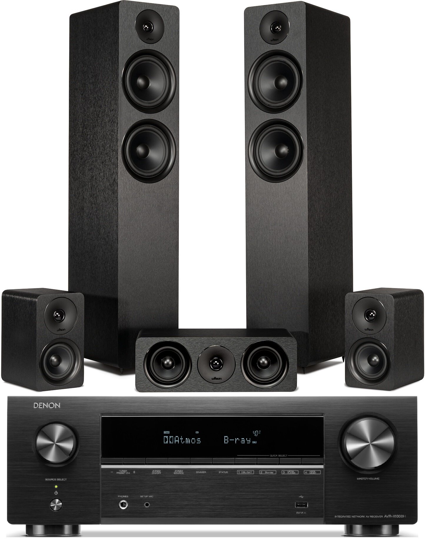 DENON AVR-X1800H + WILSON Scenix 5.0 Czarny Kino domowe - niskie