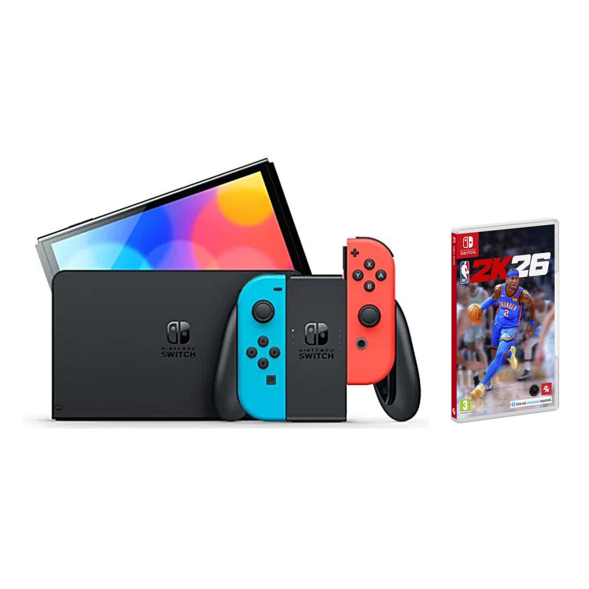 NINTENDO Switch Oled Czerwono-niebieska + NBA 2K26 Gra NINTENDO