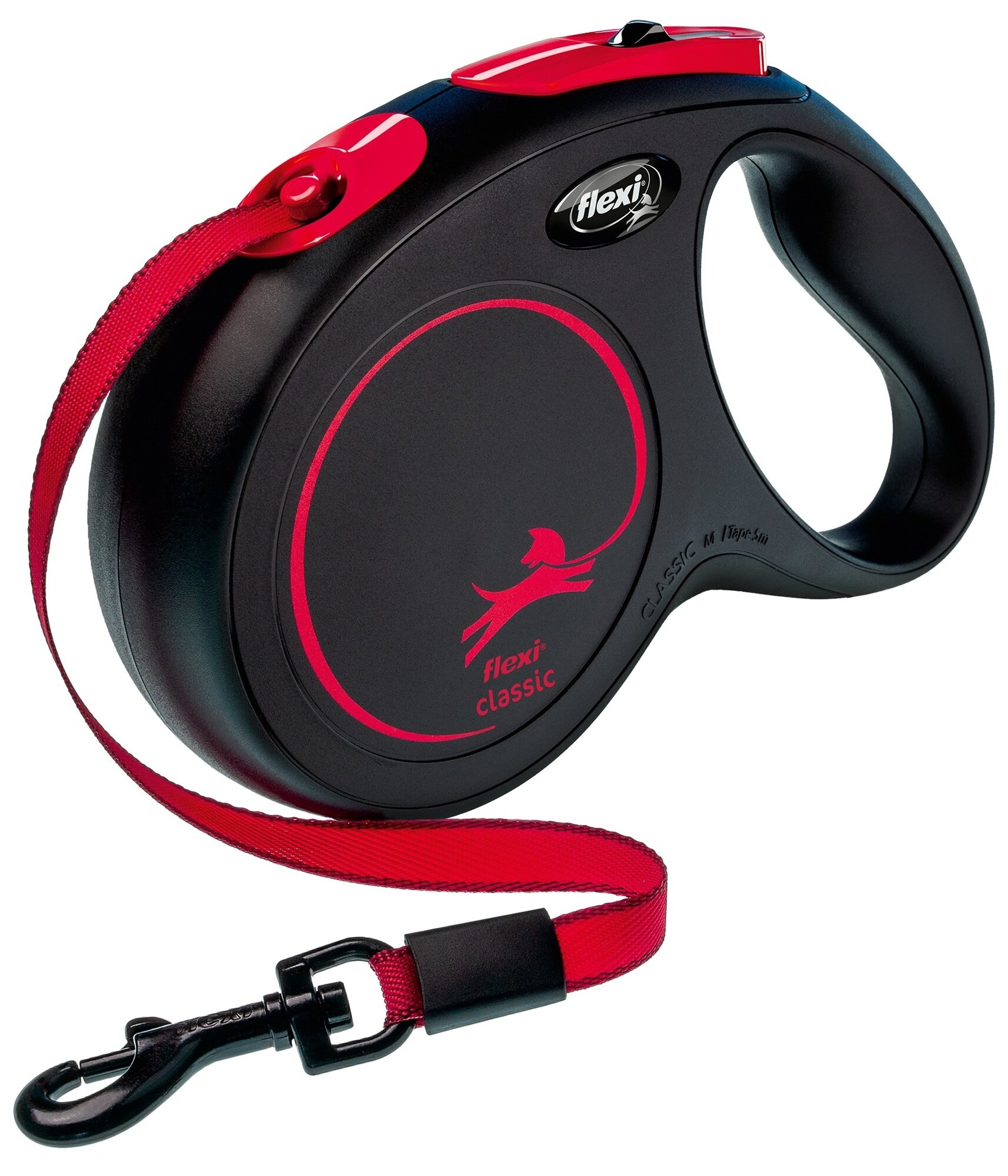 FLEXI New Classic M (5 m - 25 kg) Czarno-czerwony Smycz - niskie