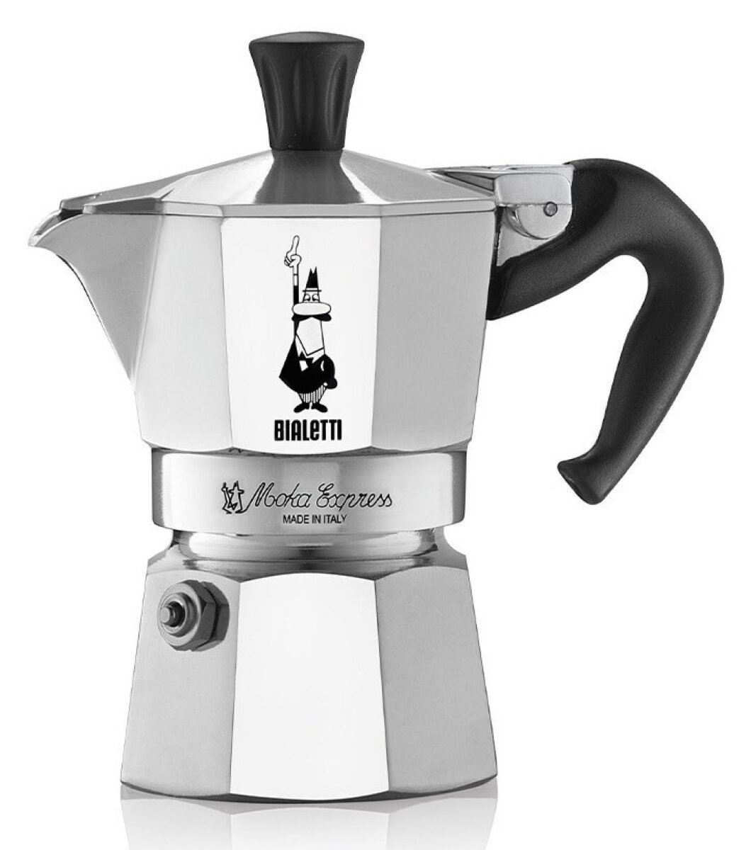 BIALETTI Moka Express 2 TZ Srebrno-czarny 100 ml Kawiarka - niskie