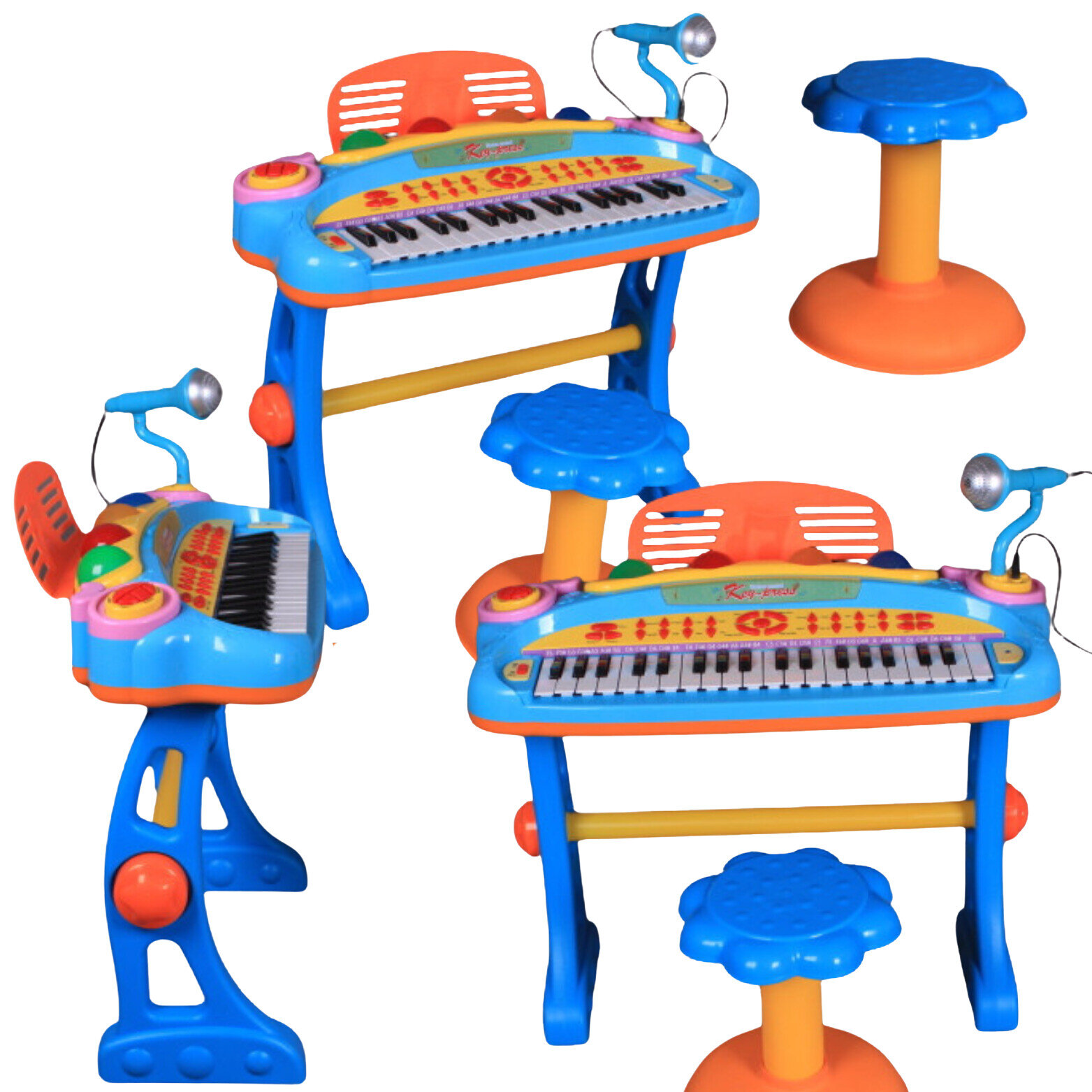 Elektroniczne Organy Fortepian Zestaw Krzesło Mikrofon Efekty