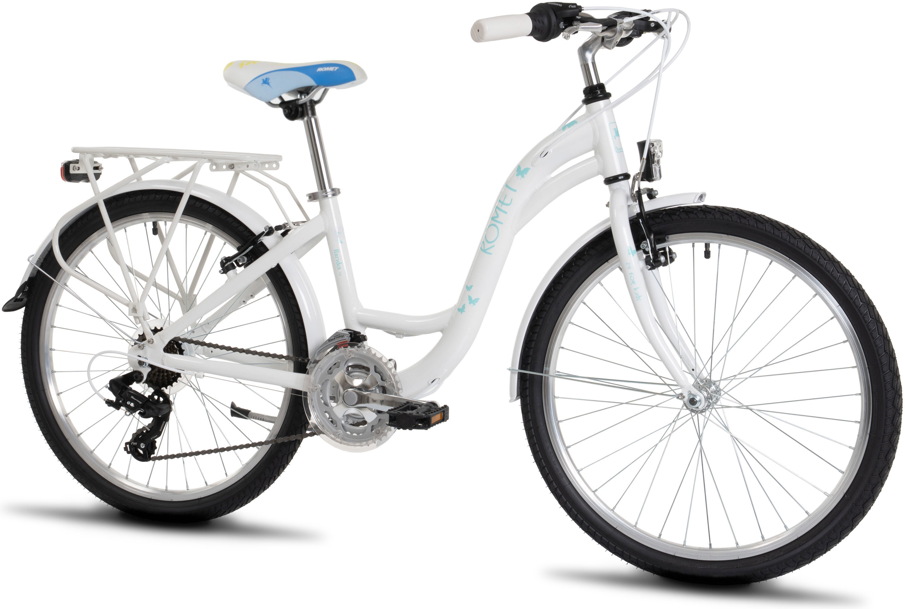 ROMET Panda 1 E 24 cale dla dziewczynki Biało-niebieski Rower ...