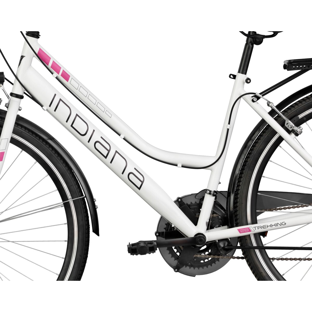 INDIANA Trekker D19 28 cali damski Białofioletowy Rower trekkingowy