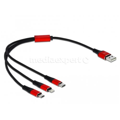 DELOCK 0.3 m Czarno czerwony Kabel USB Micro USBLightningUSB C ceny i opinie w Media Expert DELOCK 0.3 m Czarno czerwony Kabel USB Micro USBLightningUSB C ceny i opinie w Media Expert