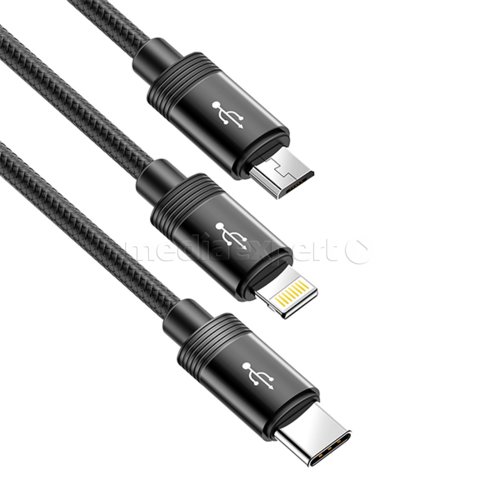Baseus Camlt Py01 1 2 M Kabel Usb Micro Usb Usb C Lightning Ceny I Opinie W Media Expert