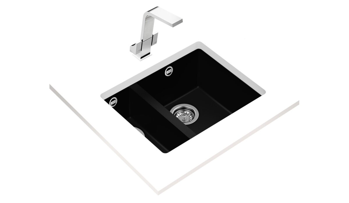 Teka SQUARE 40.40 TG Hängewaschbecken - Schwarz, Quadratisches Design Für Moderne Küchen