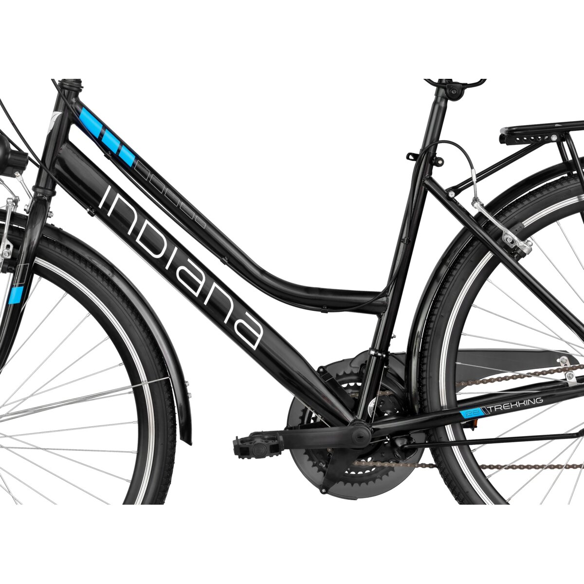 INDIANA Trekker D19 28 cali damski Czarnoniebieski Rower trekkingowy