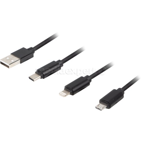 Lanberg 1 8 M Czarny Kabel Usb Micro Usb Lightning Usb Typ C