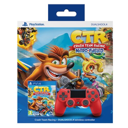 Kontroler SONY DualShock 4 V2 Czerwony + Crash Team Racing Nitro