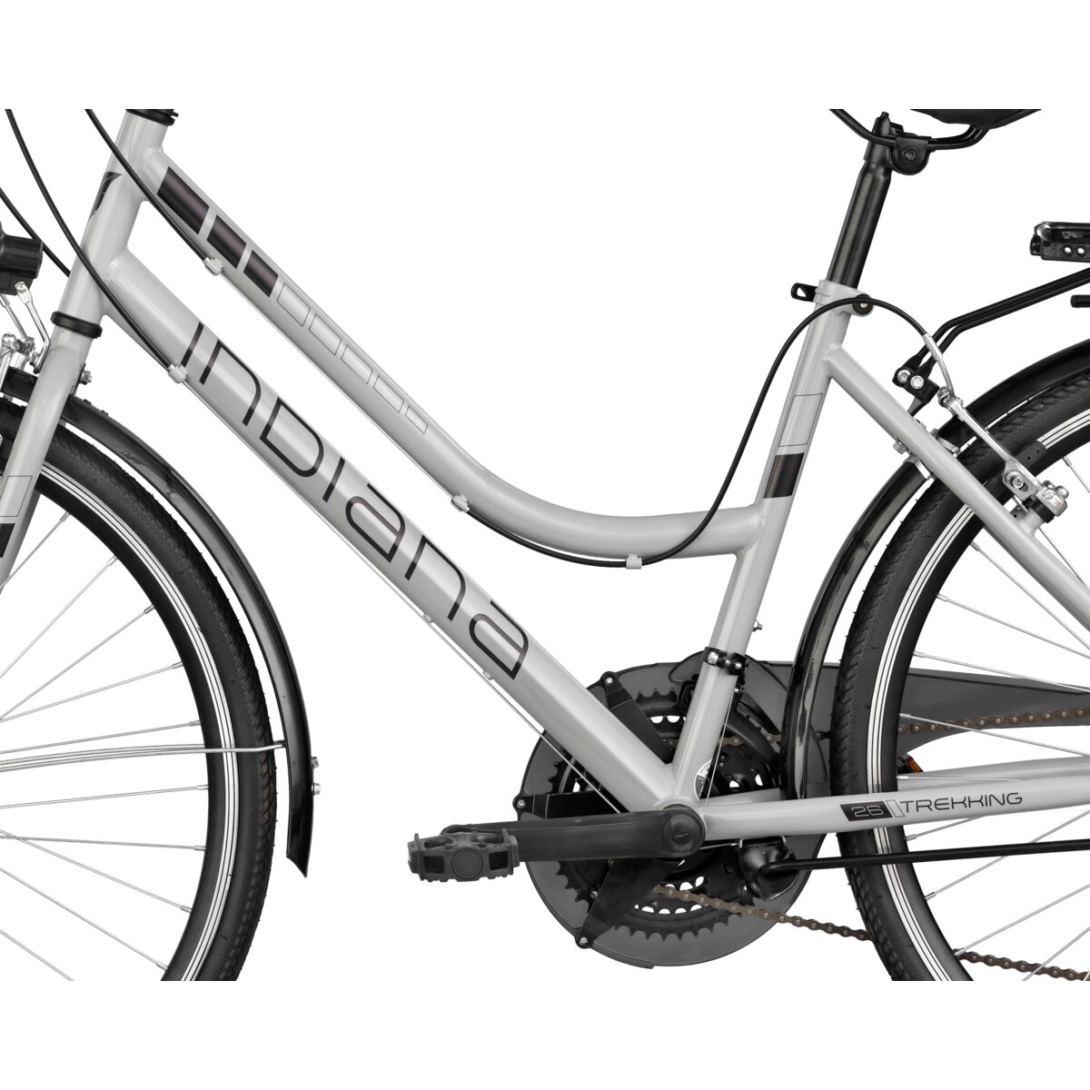 INDIANA Trekker D17 26 cali damski Szaroczarny Rower trekkingowy