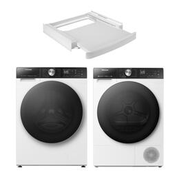 Pralka HISENSE WF5S1045BW + Suszarka HISENSE DH5S102BW/PL + Łącznik uniwersalny WPRO SKS101