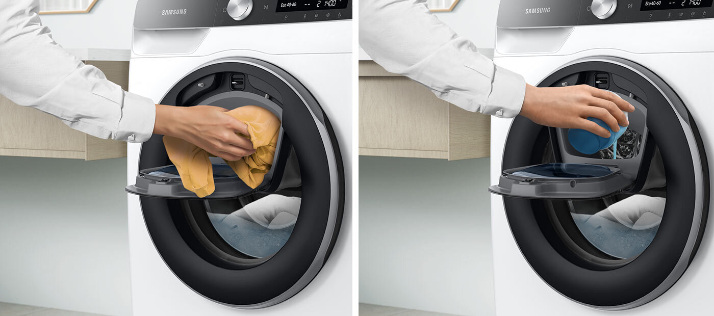 wykorzystaj dodatkowe drzwi, by dodać odzież lub proszek do prania