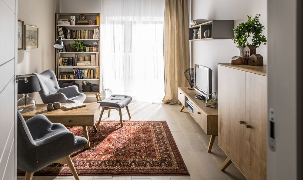 Szafka RTV VOX Nature Dąb dwie szuflady dwie półki szczelina