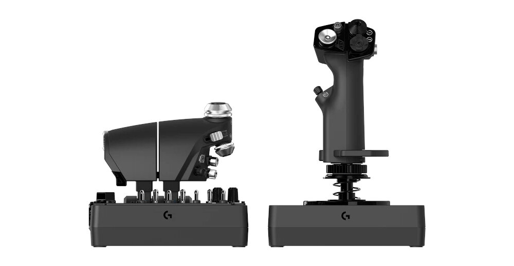 Kontroler LOGITECH G X56 Hotas RGB (PC) flight simulator efekty las góry budynki lotniska