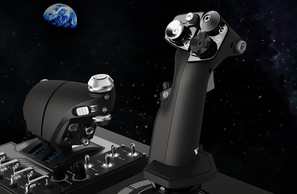 Kontroler LOGITECH G X56 Hotas RGB (PC) przewodowy model maksymalne personalizowanie ster wysokości programowalne elementy sterujące ster wysokości