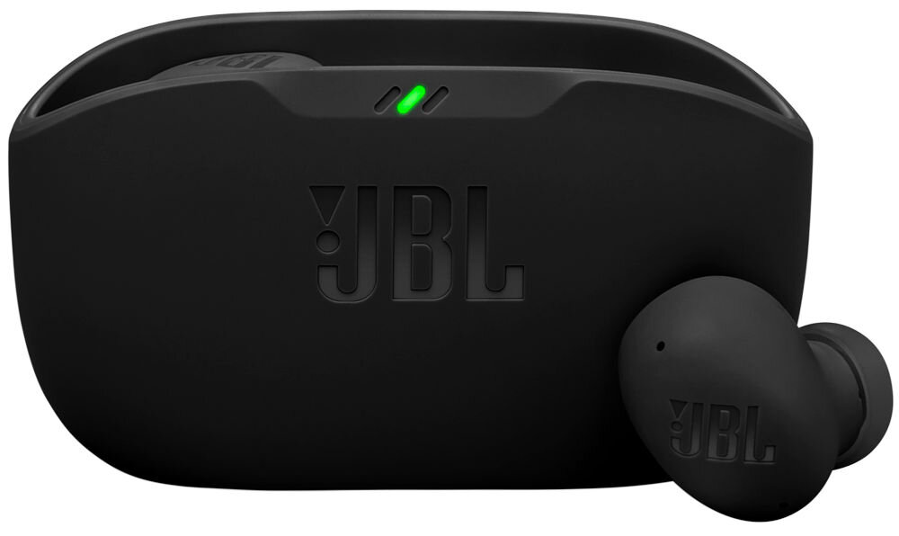 JBL Wave Buds 2 z czterema mikrofonami do wyraźnych rozmów, słuchawki dokanałowe z etui ładujacym na białym tle
