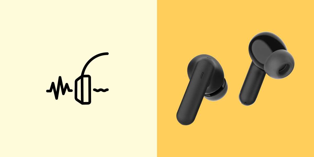 Słuchawki dokanałowe HAMA Spirit Touch ANC Czarny Ikona przedstawiająca redukcję szumów oraz widok na dwie czarne słuchawki bezprzewodowe typu dokanałowego.