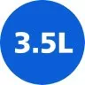 Niebieskie koło z białym napisem \'3.5L\'.