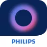 Logo z ciemnym tłem i gradientowym okręgiem w centrum, poniżej napis \'PHILIPS\'.
